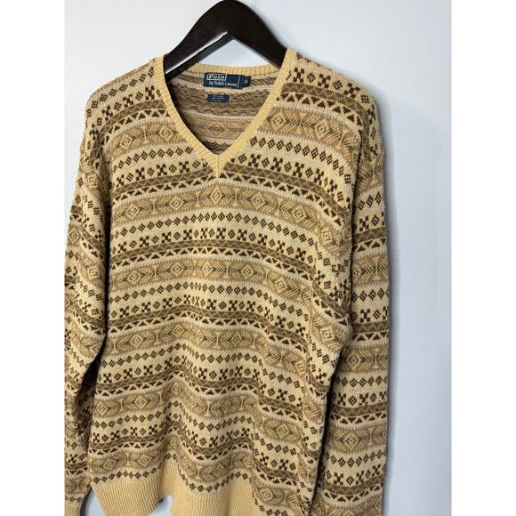 Polo Ralph Lauren Vintage 90’s Men’s Fair Isle Linen Silk Cotton Sweater Sz XL - Picture 8 of 13